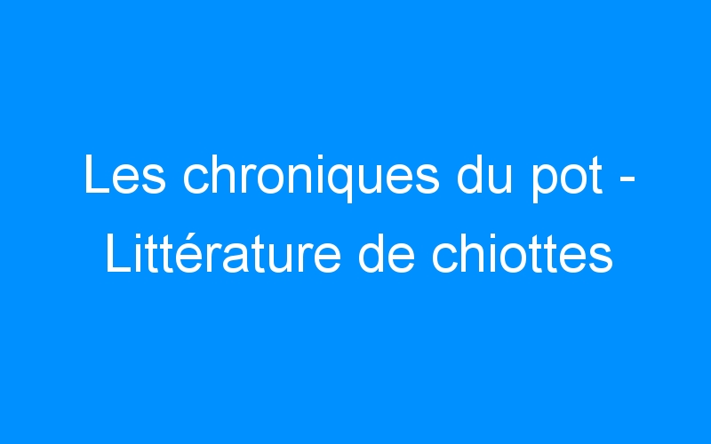 You are currently viewing Les chroniques du pot – Littérature de chiottes