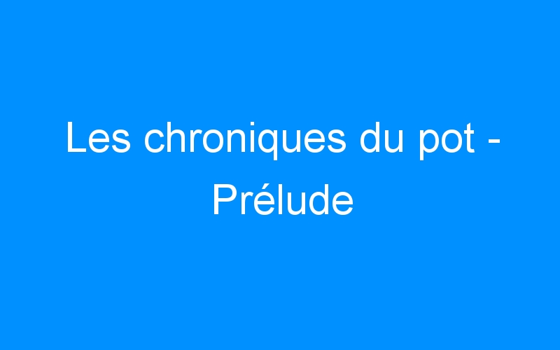 You are currently viewing Les chroniques du pot – Prélude